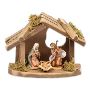 Julekrybbe med stall, Fontanini - 6,5 cm