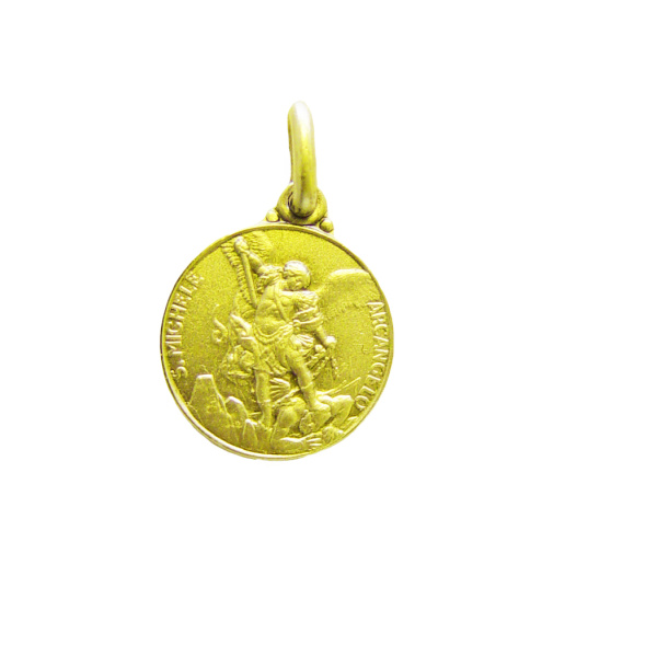 Medaljong, St. Michael 14 mm. Forgylt