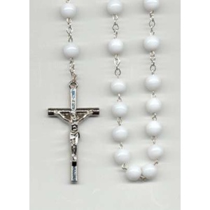 Rosenkrans, hvit med meallbindinger.