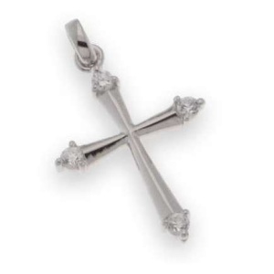 Kors, sølv med zirkoner. 2,1x1,7cm