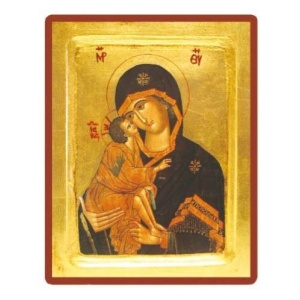 Trykt ikon. Maria med barnet Vladimir. 10,5x13cm