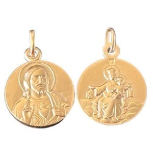 Medaljong, Scapular. Forgyllet 14mm.
