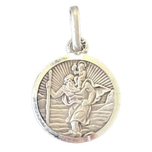 Medaljong, St. Christoffer. Sølv 12mm