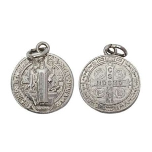 Medaljong, metall. St. Benedikt. 17mm