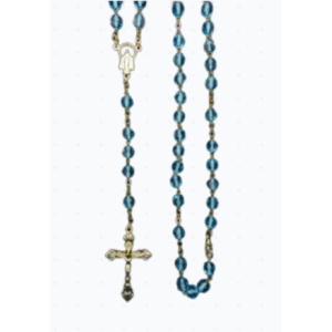 Rosenkrans, blå 6mm perler