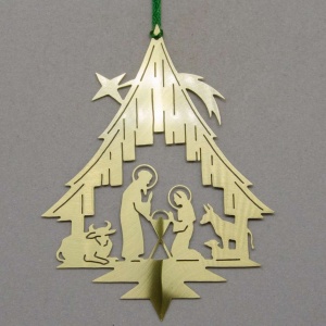 Julepynt, messing. Krybbe, Juletreformet.