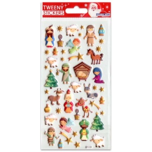 Klistremerke, tykke - Julekrybbe