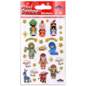 Klistremerker, harde - Julekrybbe