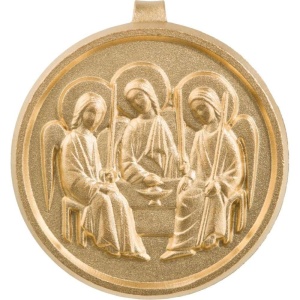 Medaljong, Hl. Treenighet. Forgyllet messing