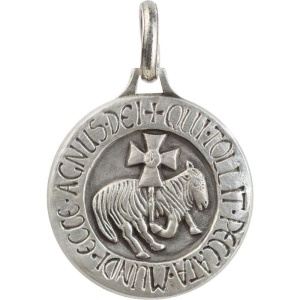 Medaljong, Agnus Dei. Sølvfarget