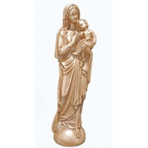 Statue, Jomfruen med barn i trefarget resin 20cm