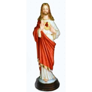 Statue, Jesu Hellige Hjerte, polykrom resin, 25 cm