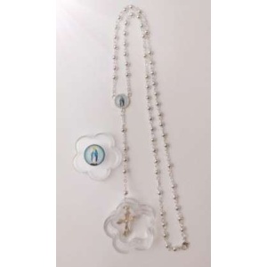 Rosenkrans, metallperler 4mm med metallenker og mirakuløs medaljong