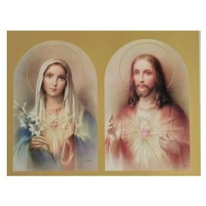 Bilde av Det hellige hjerte og Det uplettede hjerte 20x25cm