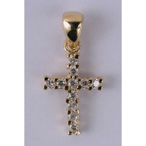 Kors, forgylt med zirkoner. 1,9 cm