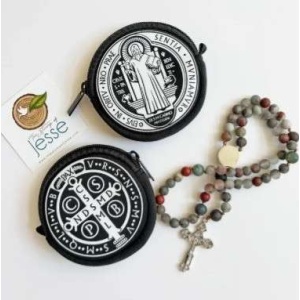 St Benedict Medal Rosary Pouch, Neoprene