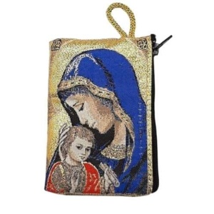 Rosenkransetui 7x10 cm - Maria m barnet, blå