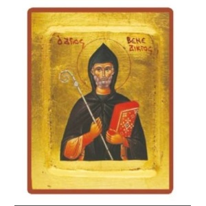 Forgylt ikon 14x18cm - St. Benedikt