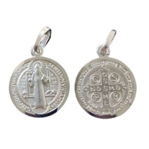 Medaljong, St. Benedikt. Sølv 15mm