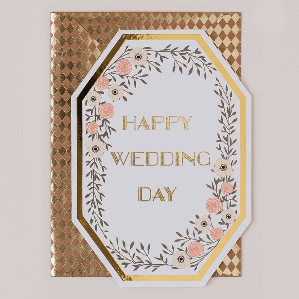 Vintage Wedding Card with Floral Border