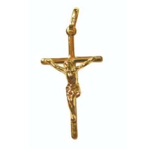 Krusifiks forgylt, 2,5cm