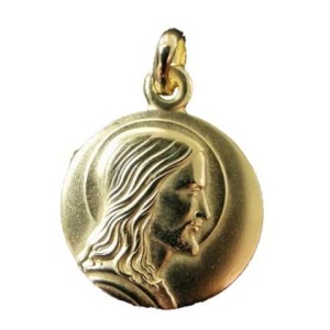 Medaljong, Kristus. 18 mm. Forgylt