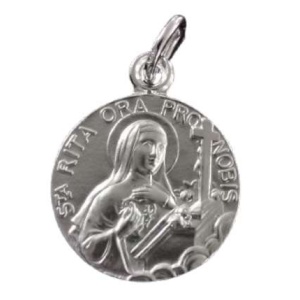 Medaljong, St. Rita. 18 mm. Sølv